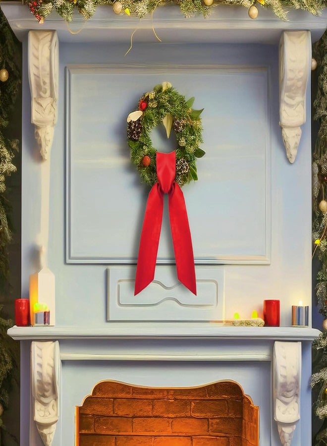 RunNico 2 Pack Front Door Wreath Blank Sash - 3.3" W x 52.8" L Red Plain Wreath Accessories for Christmas Halloween Party Yard Wall Doorway Outdoors Decoration - Image 4